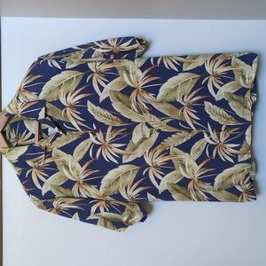 Men's M 100% Silk Tommy Bahama 100 Tropical Button Down Up Shirt Palm Trees 🌴
